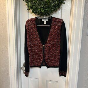 Studio Michelle Stewart Vintage Red & Black w/Gold Thread Cardigan-Medium